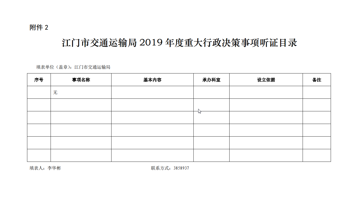 附件2 江门市交通运输局2019年度重大行政决策事项听证目录.png