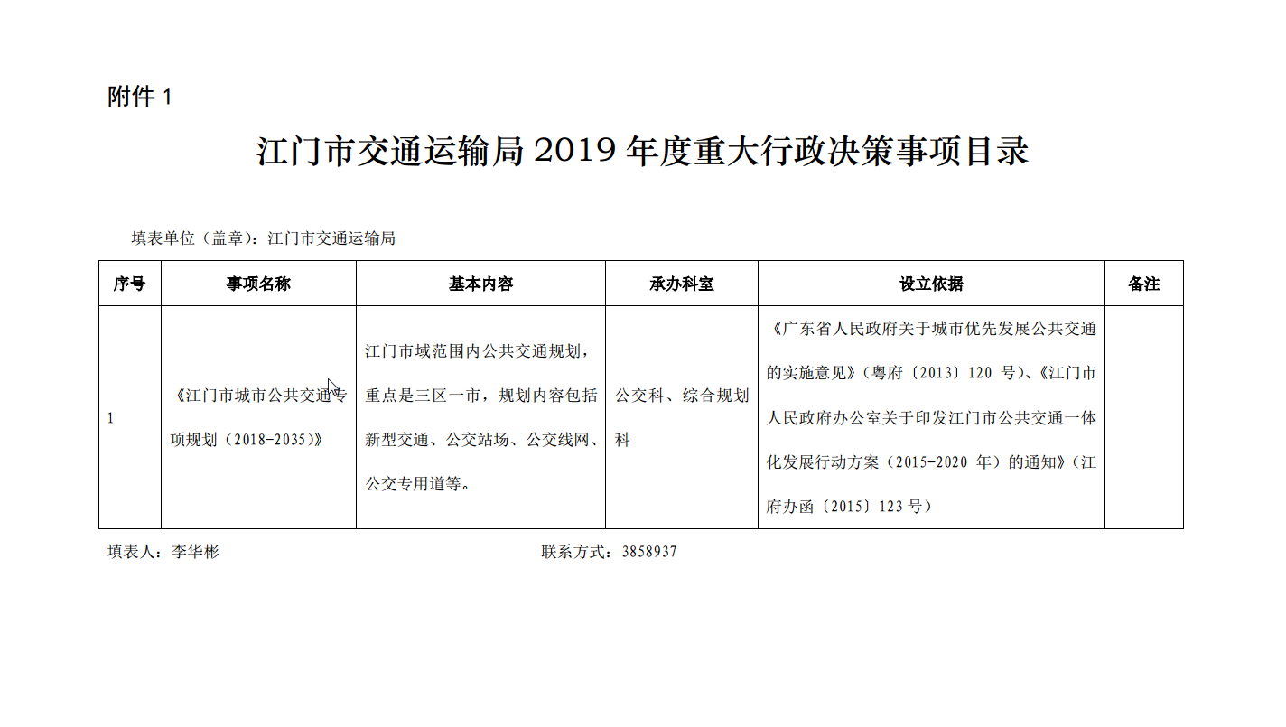 附件1 江门市交通运输局2019年度重大行政决策事项目录.png